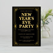 Classic Gold Frame New Year’s Eve Party Invitation Folieneinladung (Stehend vorne)