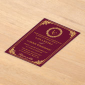 Classic Gold Frame Royal Monogram Wedding Acryleinladungen (Ablage )