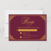 Classic Gold Frame Royal Monogram Wedding RSVP Karte (Vorderseite)