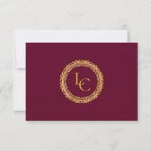 Classic Gold Frame Royal Monogram Wedding RSVP Karte (Rückseite)
