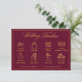 Classic Gold Frame Royal Monogram Wedding Timeline Begleitkarte (Stehend Vorderseite)