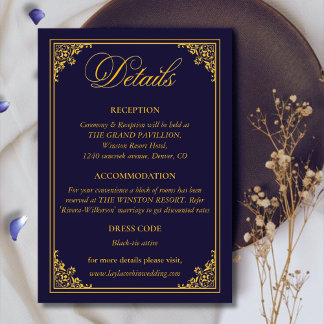 Classic Gold Frame Royal Wedding Details Begleitkarte