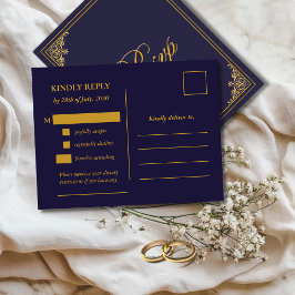 Classic Gold Frame Wedding RSVP Postcard Postkarte