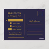 Classic Gold Frame Wedding RSVP Postcard Postkarte (Rückseite)