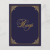 Classic Gold Frame Wedding RSVP Postcard Postkarte (Vorderseite)