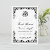 Classic Gold Frame White Islamic Wedding Einladung (Stehend Vorderseite)
