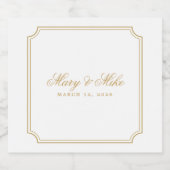 Classic Gold Gastgeschenk Hochzeit Deco Square Schaumweinetikett (Einzelnes Label)