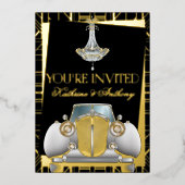 Classic GOLD Gatsby Deko Wedding Foil Einladung (Vorderseite)