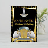 Classic GOLD Gatsby Deko Wedding Foil Einladung (Stehend vorne)