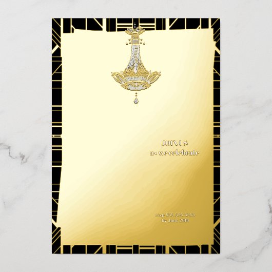 Classic GOLD Gatsby Flapper Brautparty Folieneinladung (Vorderseite)