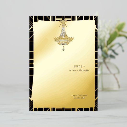 Classic GOLD Gatsby Flapper Brautparty Folieneinladung (Stehend vorne)