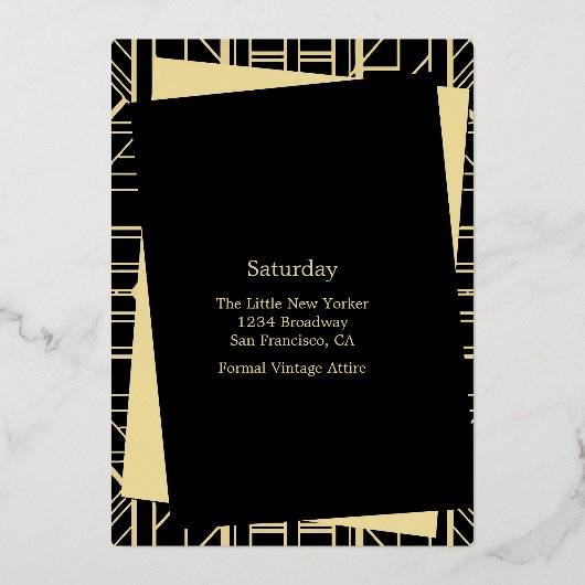 Classic GOLD Gatsby Flapper Brautparty Folieneinladung (Rückseite)