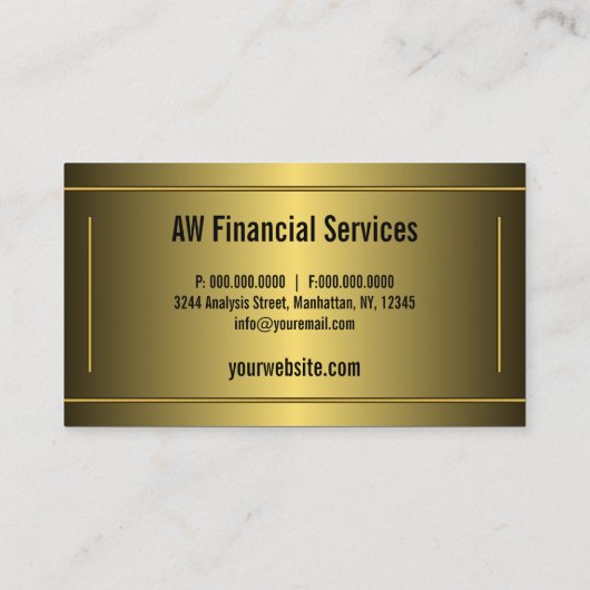 Classic Gold Gerahmt Bars Horizontaler Buchhalter Visitenkarte (Rückseite)