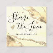 Classic Gold Glitzer Marble Agate Chic Monogram Empfehlungskarte (Vorderseite)