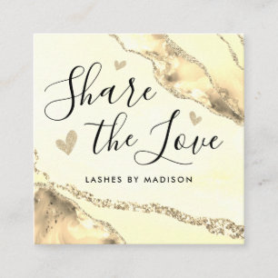 Classic Gold Glitzer Marble Agate Chic Monogram Empfehlungskarte