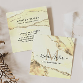 Classic Gold Glitzer Marble Agate Chic Monogram Quadratische Visitenkarte