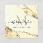 Classic Gold Glitzer Marble Agate Chic Monogram Quadratische Visitenkarte (Vorderseite)