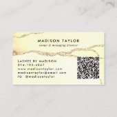 Classic Gold Glitzer Marble Agate Monogram QR Visitenkarte (Rückseite)