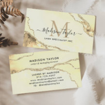 Classic Gold Glitzer Marble Agate Script Monogram