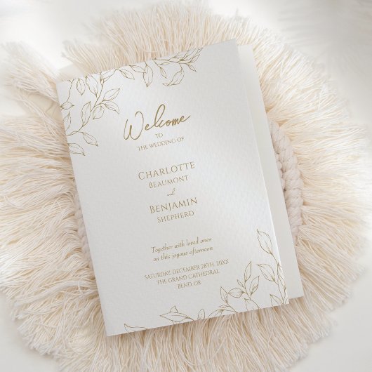 Classic Gold Greenerity Wedding Folded Program Programm