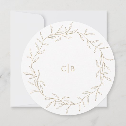 Classic Gold Greenerity Wedding Round Save the Dat Save The Date (Rückseite)