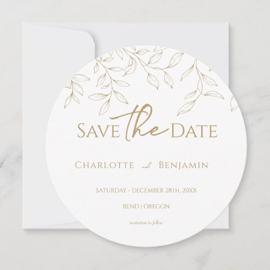 Classic Gold Greenerity Wedding Round Save the Dat Save The Date (Vorderseite)