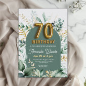 Classic Gold Greenery 70. Geburtstag Einladung