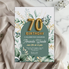 Classic Gold Greenery 70. Geburtstag Einladung
