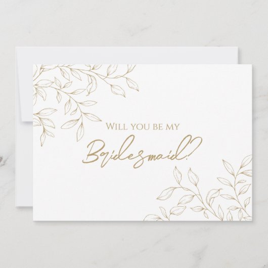 Classic Gold Greenery Wedding Bridesmaid Vorschlag Einladung (Vorderseite)