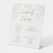 Classic Gold Greenery Wedding Cocktails und Drinks Sockelschild (Vorderseite)