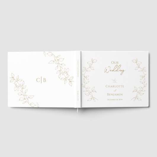 Classic Gold Greenery Wedding Guest Book Gästebuch (Voll)
