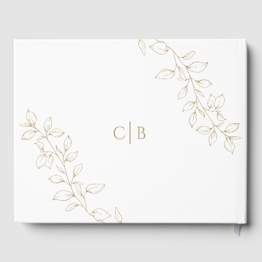 Classic Gold Greenery Wedding Guest Book Gästebuch (Rückseite)