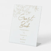 Classic Gold Greenery Wedding Guest Book Sockelschild (Vorderseite)