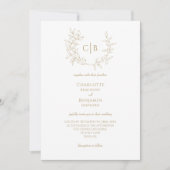 Classic Gold Greenery Wedding Monogram All in one Einladung (Vorderseite)