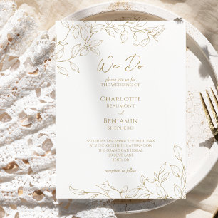 Classic Gold Greenery Wir laden Sie zu Hochzeiten Einladung