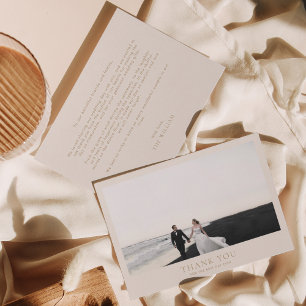 Classic Gold Horizontal Romantic Foto Wedding Dankeskarte