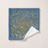 Classic Gold Leaf Blue Background Badhandtuch Set (Waschlappen)