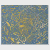 Classic Gold Leaf Blue Background Geschenkpapier (Flach)