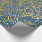Classic Gold Leaf Blue Background Geschenkpapier (Ecke)