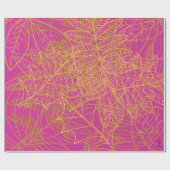 Classic Gold Leaf Fuchsia Hintergrund Geschenkpapier (Flach)