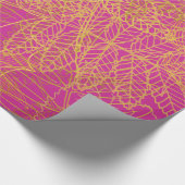 Classic Gold Leaf Fuchsia Hintergrund Geschenkpapier (Ecke)