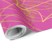 Classic Gold Leaf Fuchsia Hintergrund Geschenkpapier (Rolleneckpunkt)