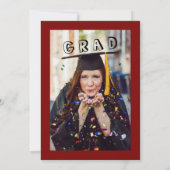 Classic gold & Magenta Vintages Foto Einladung (Rückseite)