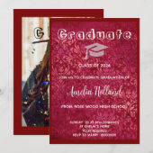 Classic gold & Magenta Vintages Foto Einladung (Vorne/Hinten)