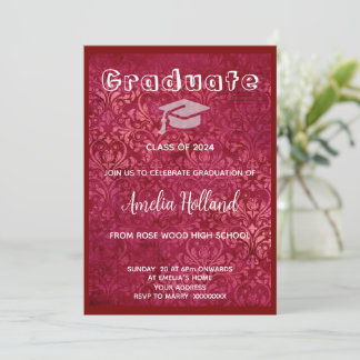 Classic gold & Magenta Vintages Foto Einladung