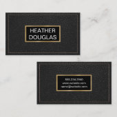 Classic Gold Metallic | Schwarz Stielleder Visitenkarte (Vorne/Hinten)