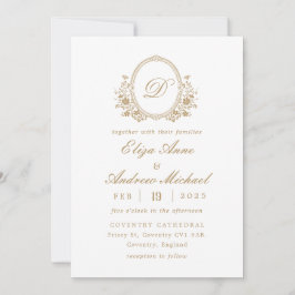 Classic Gold Monogram Wappen Hochzeitseinladung Einladung