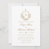 Classic Gold Monogram Wappen Hochzeitseinladung Einladung (Vorderseite)