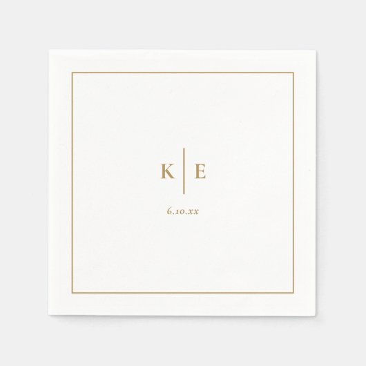 Classic Gold Monogram Wedding Napkins Serviette (Vorderseite)