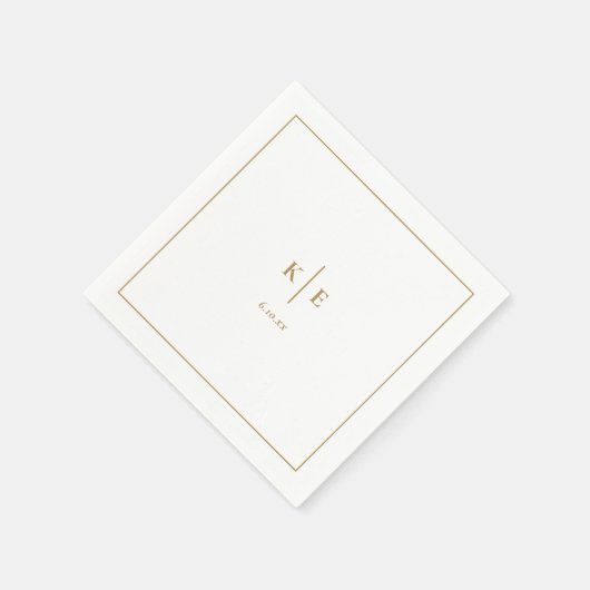 Classic Gold Monogram Wedding Napkins Serviette (Ecke)
